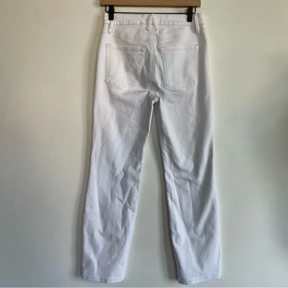 Good American Good Legs White w pink stitching Straight Jean Sz 6/28 Item# 3T - Picture 3 of 10